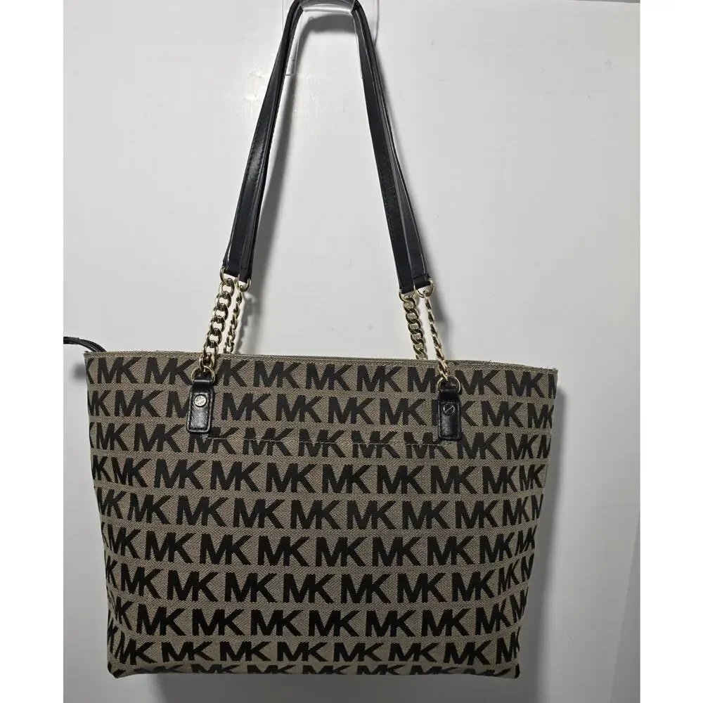 Michael Kors Jet Set EW Tassel Chain Tote/$248/Beige-Black